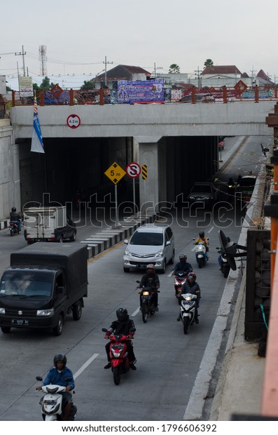 MALANG, EAST JAVA/INDONESIA - AUGUST 13 2020:\
Underpass in Malang with many\
vehicles