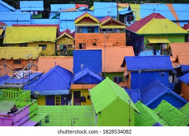 Malang, Indonesia – August 19, 2019: A rainbow buildings in Malang, East Java Province, Indonesia on August 19, 2019