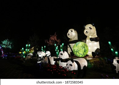 Malang, Indonesia - February 19, 2020 :  Beautiful Lanterns Garden At Night In Malang Night Paradise On February 19, 2020
