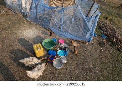 Malaria Net Used As A Garden Fence Against Animals