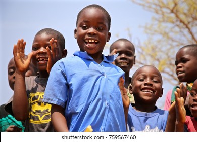 MALAWI, AFRICA, CIRCA SEPTEMBER 2017: Unidentified Happy African Children Clap, Shout And Smile