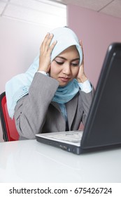 Malay Woman Having Stress While Working.