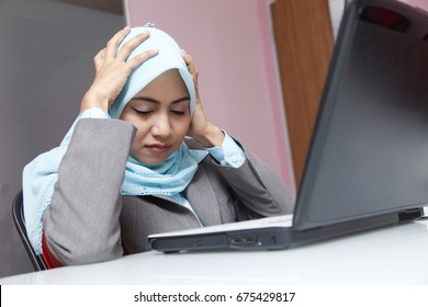 Malay Woman Having Stress While Working.