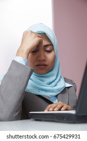 Malay Woman Having Stress While Working.