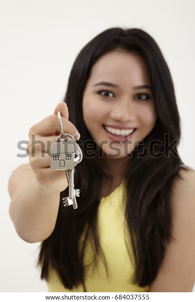 Malay Young Woman Holding House Shaped Stock Photo 684037555 Shutterstock