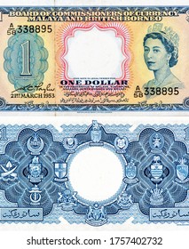 Malaya And British Borneo 1 Dollar 1953 Banknotes.