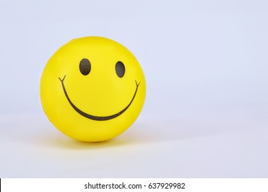 MALAYSIA - 10 MAY, 2017. Image Of A Yellow Ball With Smiley Face (smiley).On White Background. 