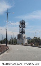 Malaysia, 10 May 2021- A Communication Substation For Onshore Connected Ships Located In The Boat Jetty Port Area At Marina Teluk Batik, Perak