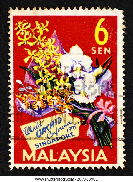 Malaysia Circa 1963 Red Color Postage Stock Photo Edit Now 209988901