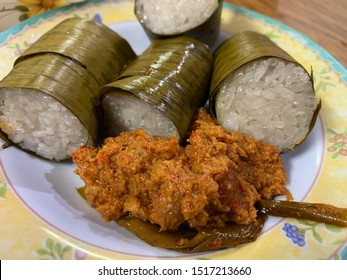 Malaysia Famous Malay Food, Lemang With Beef Rendang