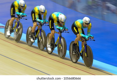 Malaysia, Feb, 16th - 20th 2018: Action Of Kazakhstan's Men Junior Team During Asian Track Cycling Championships At National Velodrome In Nilai