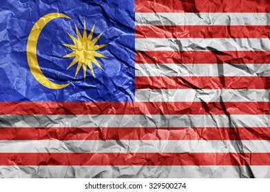 Malaysia Flag Painted On Crumpled Paper Stock Photo 329500274 ...