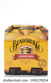 Malaysia, January 2021: A Carton Of Bunderberg Ginger Beer Isolated On White Background