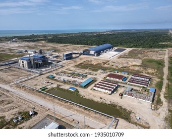 Malaysia – January 23, 2021:The Photo Showing An Aerial View Of New Factory Building Or Industrial Manufacturing Plant Was Constructed At Industrial Park Of Malaysia, Southeast Asia.