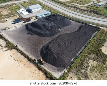 Malaysia – July 25, 2021:The Photo Showing An Aerial View Of Concrete Coal Storage Facility Or Stockpile At Industrial Park, Malaysia, Southeast Asia.