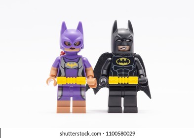 MALAYSIA May 07 2018 Mini Figure Of Batman And Batgirl Lego Minifigures