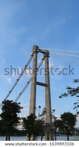 Malaysia, Putrajaya-February 01 2020: Structure of unfinished bridge in Anjung Floria Presint 4, one of famous recreational park in Putrajaya