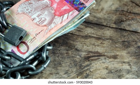 Malaysia ringgit money bills and banknotes savings. Currency foreign exchange. Business and Financial or money management for investments.
