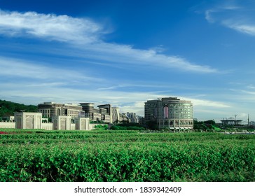 Malaysia / South East Asia - August 26, 2007: A Row Of Modern Government Office Buildings At Putra Jaya In A Beautiful Landscape