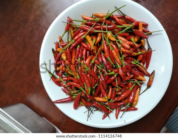 Malaysian Chili Padi Cili Padi Small Food And Drink Stock Image