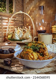 Malaysian Local Food Called Rendang And Ketupat During Fasting Month And Hari Raya