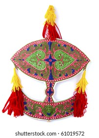 Malaysian Traditional Wau Or Moon Kite On White.