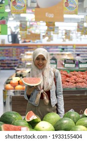 Malaysian Woman Shopping At Modern Market. Penang Malaysia. March 09, 2021