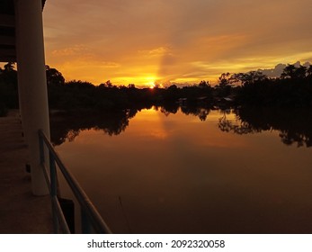 Malaysia,Pahang. Sunset By The Pahang River.