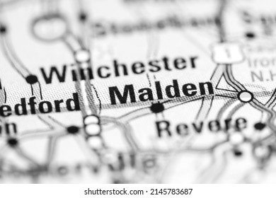 Malden. Massachusetts. USA On A Geography Map