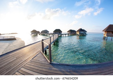 Maldives Hotel With Blue Sky