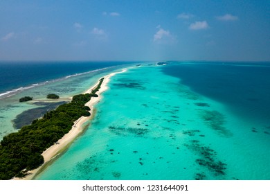 Maldives Turquoise Water Aerial View Panorama Landscape 