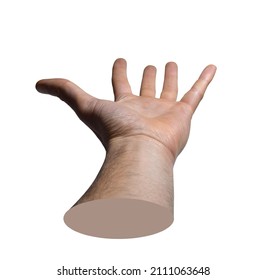 Male arm and hand silhouette, gesture, isolated.