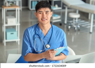 Male Asian doctor in clinic - Shutterstock ID 1722634009