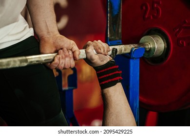 Male Athlete And Barbell Exercise Bench Press