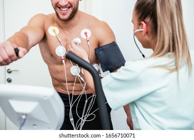 Male Athlete Does A Cardiac Stress Test