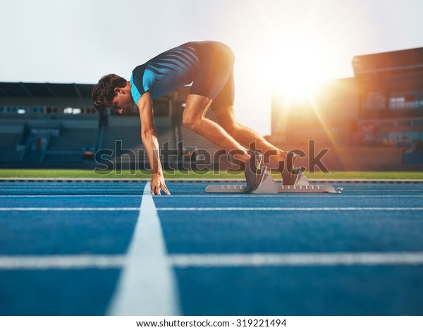 Male Athlete On Starting Position Athletics Stock Photo (Edit Now ...