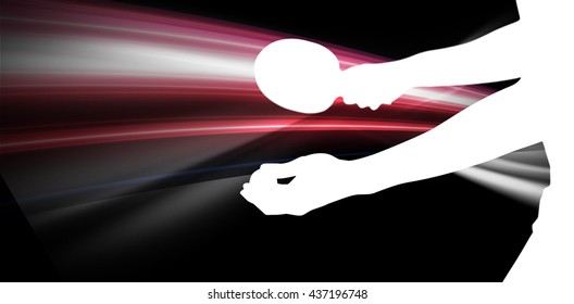 Male athlete playing table tennis against different black silhouette - Powered by Shutterstock