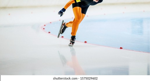 Male Athlete Skater On Speed Skating Competition