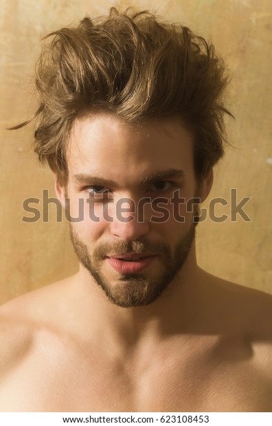 Male Beauty Hairdressing Handsome Bearded Man Stock Photo Edit