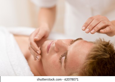 Male Beauty - Man Receiving Facial Massage At Luxury Spa