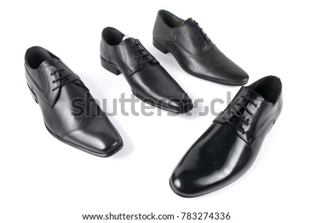 Male Black leather shoes, group of shoes.
