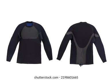 Male Black Short Diving Wet Suit For Underwater Swimming Isolated On White Background