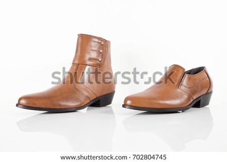 Male Brown Shoes on White Background, Isolated Product.