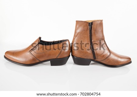 Male Brown Shoes on White Background, Isolated Product.