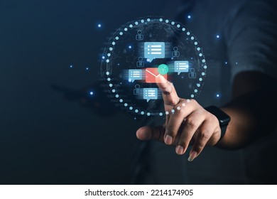 Male businessman touches email technology communication inbox online concept - Shutterstock ID 2214174905