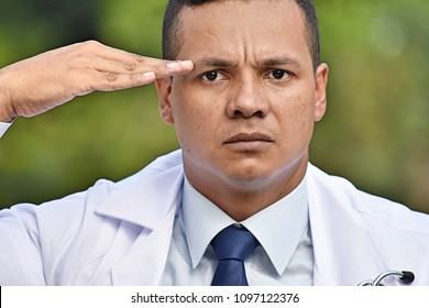 Male Civilian Doctor Saluting