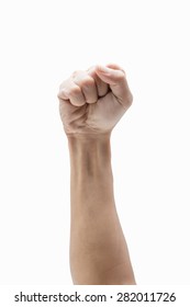 Male clenched fist, isolated on a white background with clipping path - Shutterstock ID 282011726