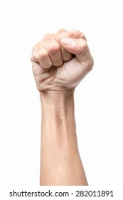 Male clenched fist, isolated on a white background with clipping path - Shutterstock ID 282011891