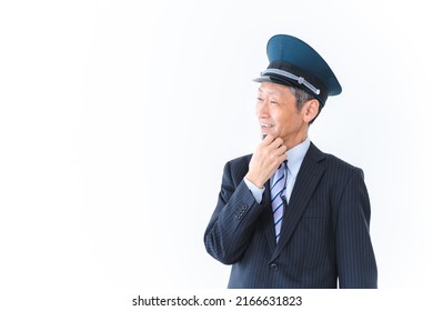 Male Conductor Making An Announcement Inside The Train