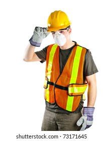 Male Construction Worker Wearing Safety Protective Gear